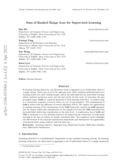 Sum of Ranked Range Loss for Supervised Learning