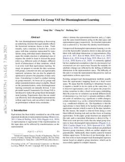Commutative Lie Group VAE for Disentanglement Learning