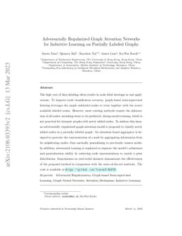 Adversarially Regularized Graph Attention Networks for Inductive
  Learning on Partially Labeled Graphs