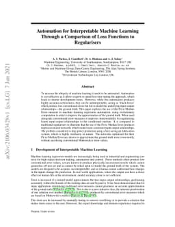 Automation for Interpretable Machine Learning Through a Comparison of
  Loss Functions to Regularisers