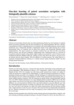 One-shot learning of paired association navigation with biologically
  plausible schemas