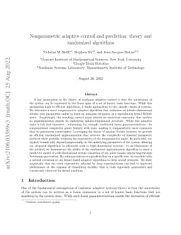 Nonparametric adaptive control and prediction: theory and randomized
  algorithms