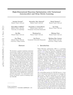High-Dimensional Bayesian Optimisation with Variational Autoencoders and
  Deep Metric Learning