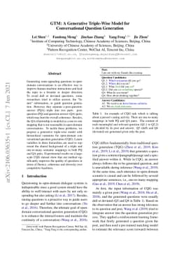 GTM: A Generative Triple-Wise Model for Conversational Question
  Generation