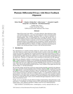 Photonic Differential Privacy with Direct Feedback Alignment