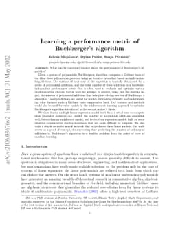Learning a performance metric of Buchberger's algorithm