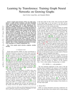 Learning by Transference: Training Graph Neural Networks on Growing
  Graphs