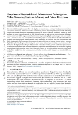 Deep Neural Network-based Enhancement for Image and Video Streaming
  Systems: A Survey and Future Directions