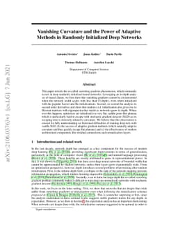 Vanishing Curvature and the Power of Adaptive Methods in Randomly
  Initialized Deep Networks