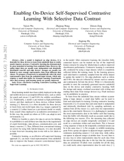 Enabling On-Device Self-Supervised Contrastive Learning With Selective
  Data Contrast