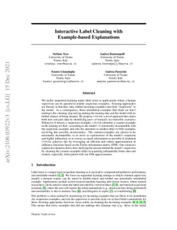 Interactive Label Cleaning with Example-based Explanations