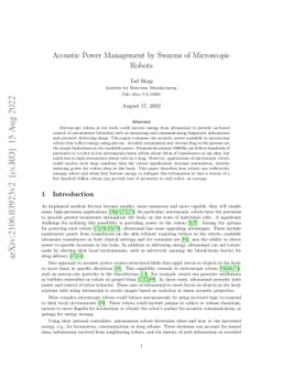 Acoustic Power Management by Swarms of Microscopic Robots