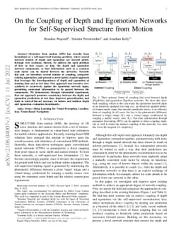 On the Coupling of Depth and Egomotion Networks for Self-Supervised
  Structure from Motion