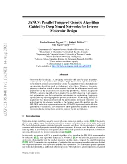JANUS: Parallel Tempered Genetic Algorithm Guided by Deep Neural
  Networks for Inverse Molecular Design