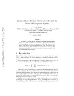 Design of Low-Artifact Interpolation Kernels by Means of Computer
  Algebra
