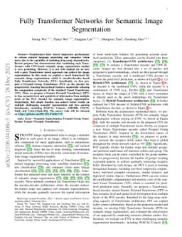 Fully Transformer Networks for Semantic Image Segmentation