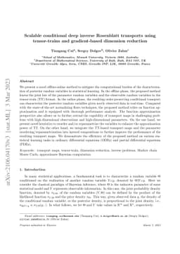 Scalable conditional deep inverse Rosenblatt transports using
  tensor-trains and gradient-based dimension reduction