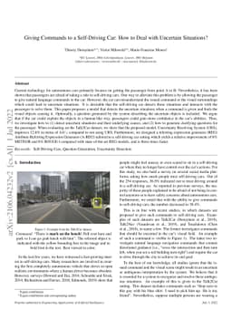Giving Commands to a Self-Driving Car: How to Deal with Uncertain
  Situations?