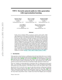 NWT: Towards natural audio-to-video generation with representation
  learning
