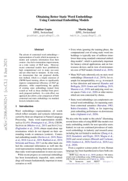 Obtaining Better Static Word Embeddings Using Contextual Embedding
  Models