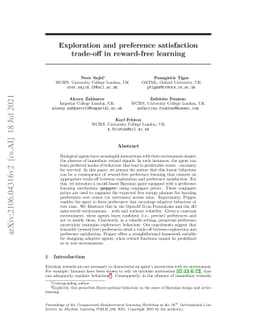 Exploration and preference satisfaction trade-off in reward-free
  learning