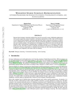 Weighted Sparse Subspace Representation: A Unified Framework for
  Subspace Clustering, Constrained Clustering, and Active Learning