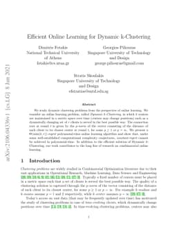 Efficient Online Learning for Dynamic k-Clustering