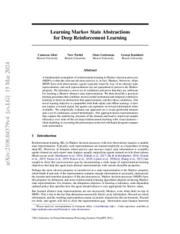 Learning Markov State Abstractions for Deep Reinforcement Learning