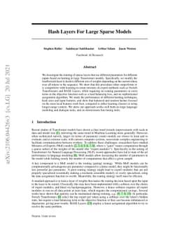 Hash Layers For Large Sparse Models