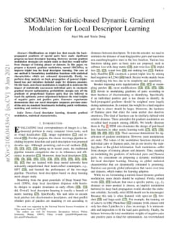 SDGMNet: Statistic-based Dynamic Gradient Modulation for Local
  Descriptor Learning