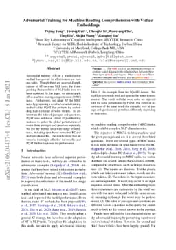 Adversarial Training for Machine Reading Comprehension with Virtual
  Embeddings