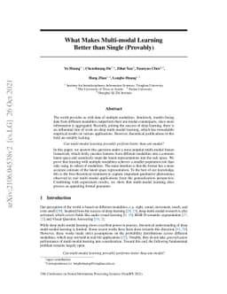 What Makes Multi-modal Learning Better than Single (Provably)