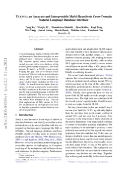 Turing: an Accurate and Interpretable Multi-Hypothesis Cross-Domain
  Natural Language Database Interface