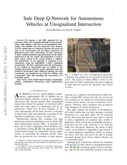 Safe Deep Q-Network for Autonomous Vehicles at Unsignalized Intersection
