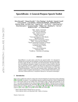 SpeechBrain: A General-Purpose Speech Toolkit