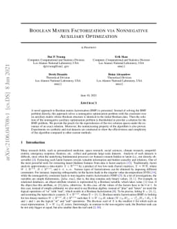 Boolean Matrix Factorization via Nonnegative Auxiliary Optimization