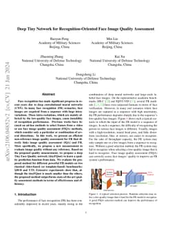 Deep Tiny Network for Recognition-Oriented Face Image Quality Assessment