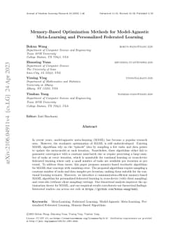 Memory-Based Optimization Methods for Model-Agnostic Meta-Learning and
  Personalized Federated Learning