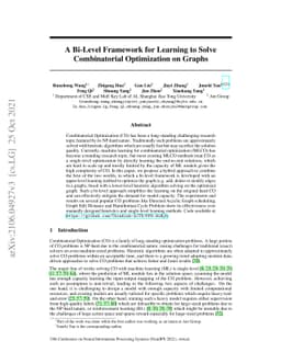 A Bi-Level Framework for Learning to Solve Combinatorial Optimization on
  Graphs