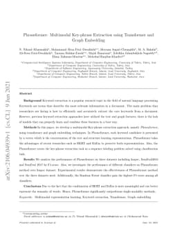Phraseformer: Multimodal Key-phrase Extraction using Transformer and
  Graph Embedding