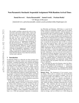 Non-Parametric Stochastic Sequential Assignment With Random Arrival
  Times