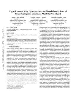 Eight Reasons Why Cybersecurity on Novel Generations of Brain-Computer
  Interfaces Must Be Prioritized