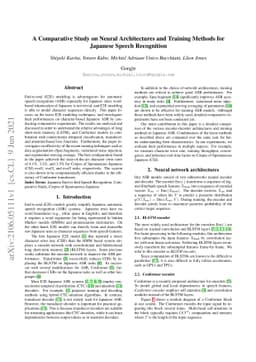 A Comparative Study on Neural Architectures and Training Methods for
  Japanese Speech Recognition