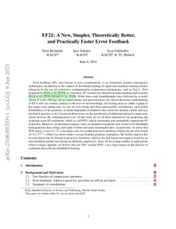 EF21: A New, Simpler, Theoretically Better, and Practically Faster Error
  Feedback