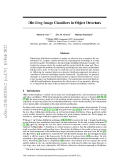 Distilling Image Classifiers in Object Detectors