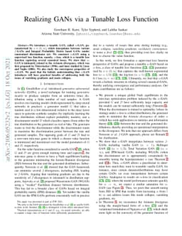 Realizing GANs via a Tunable Loss Function