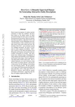 DESCGEN: A Distantly Supervised Dataset for Generating Abstractive
  Entity Descriptions