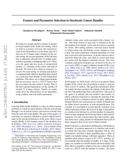 Feature and Parameter Selection in Stochastic Linear Bandits