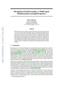 Deception in Social Learning: A Multi-Agent Reinforcement Learning
  Perspective