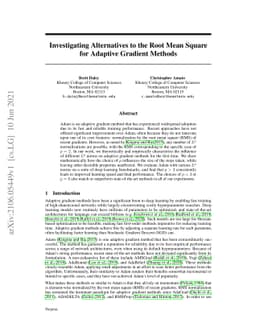 Investigating Alternatives to the Root Mean Square for Adaptive Gradient
  Methods